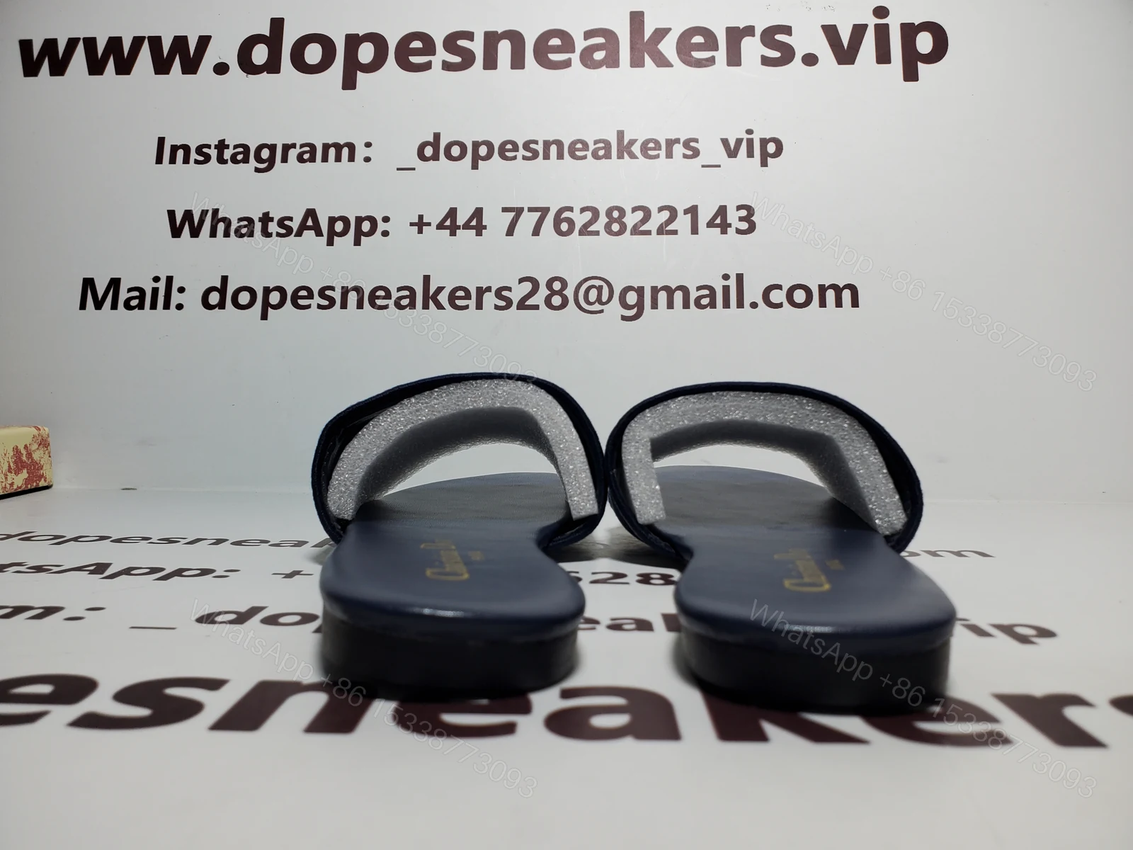 View 3 of CHRISTIAN DIOR DWAY NAVY BLUE FABRIC SLIDES