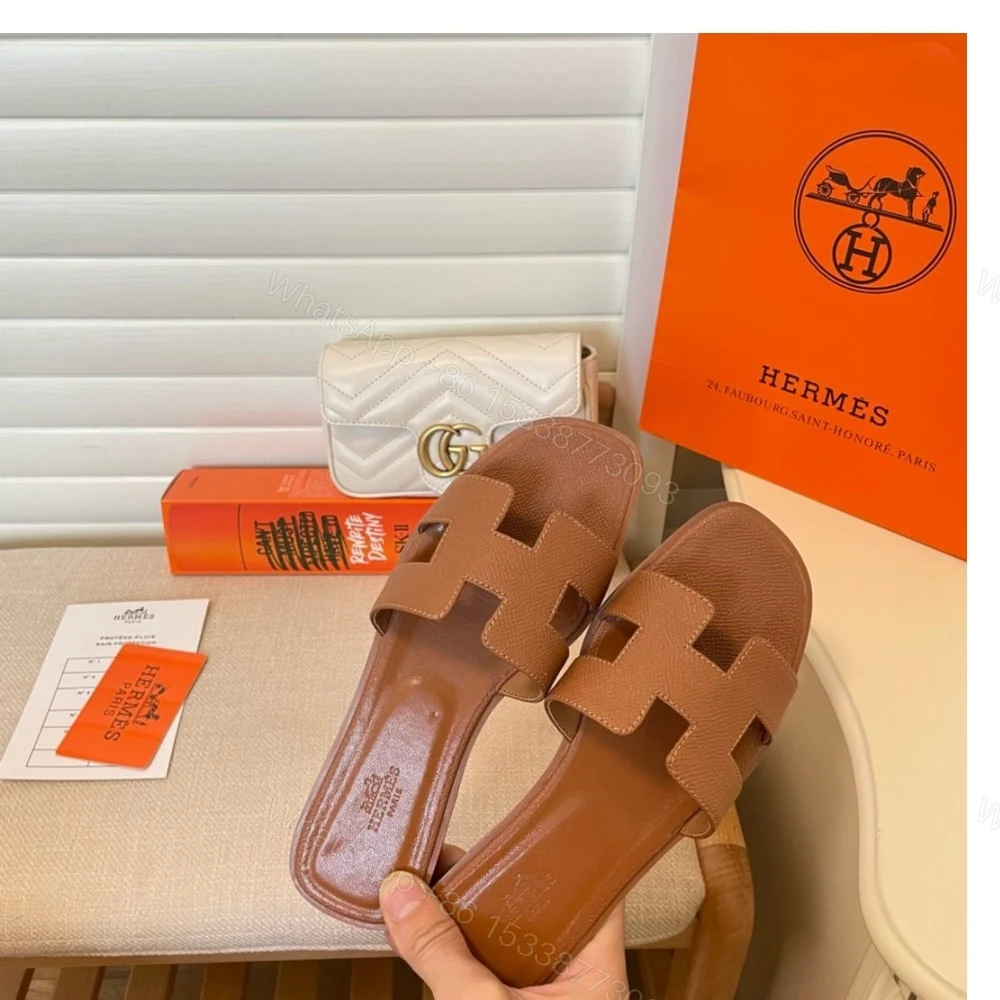 View 6 of Hermes Slippers Flat Oran Brown H021056Z