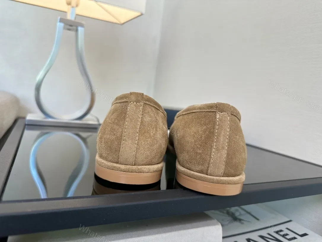 View 6 of Taupe Suede Slip-On Loafers with Twist Logo