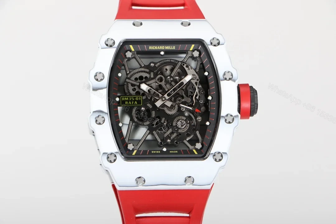 Richard Mille RM35-01 NTPT Carbon Fiber RMUL3 White Gemstone Suspension Men’s Watch RM35-01-NTPT-WGEM-RM3 — view 1