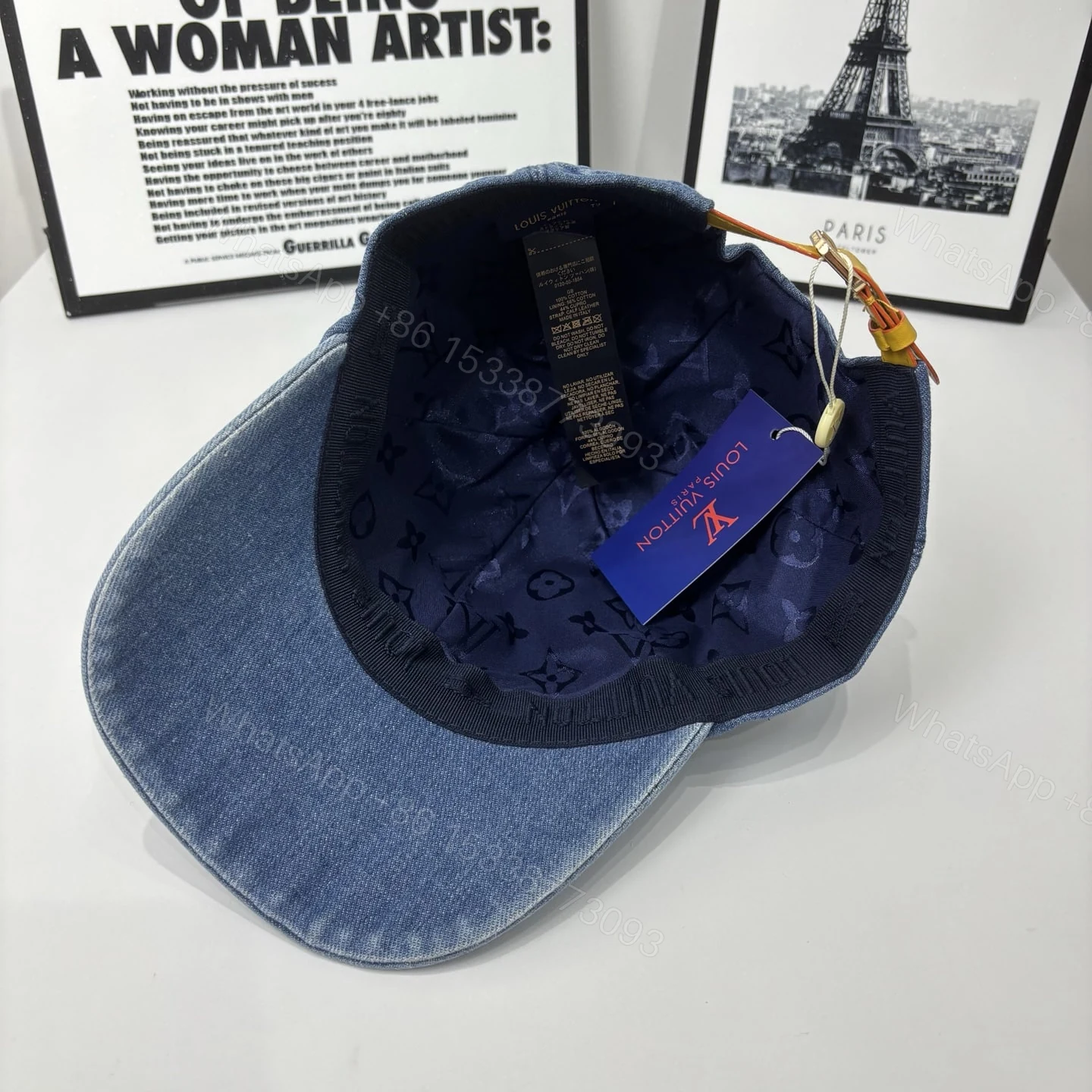 View 5 of LOUIS VUITTON MONOGRAM DENIM BASEBALL CAP IN BLUE