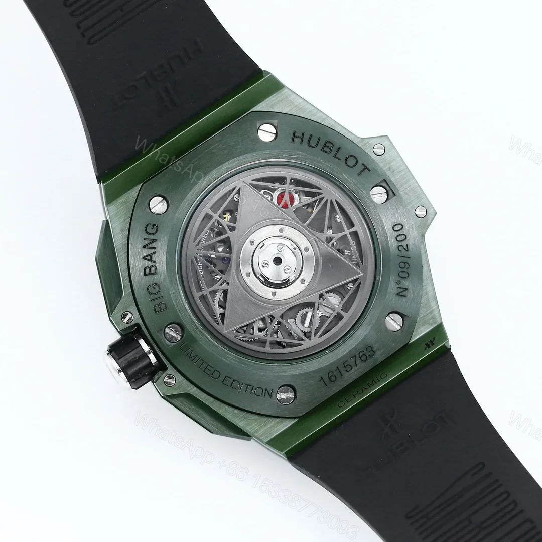 View 8 of Hublot Big Bang Sang Bleu Replica 45MM Premium Green Ceramic Rubber Strap Edition RG-HUBLOT-SANGBLEU-GREEN-45