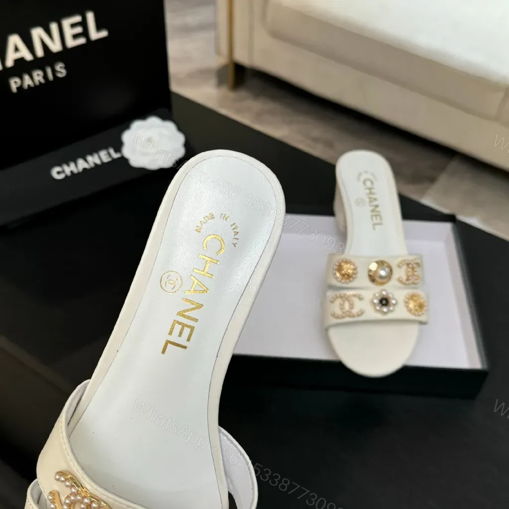 View 3 of Embellished Block Heel Mules - Luxury Comfort, Open-Toe, Mid Heel