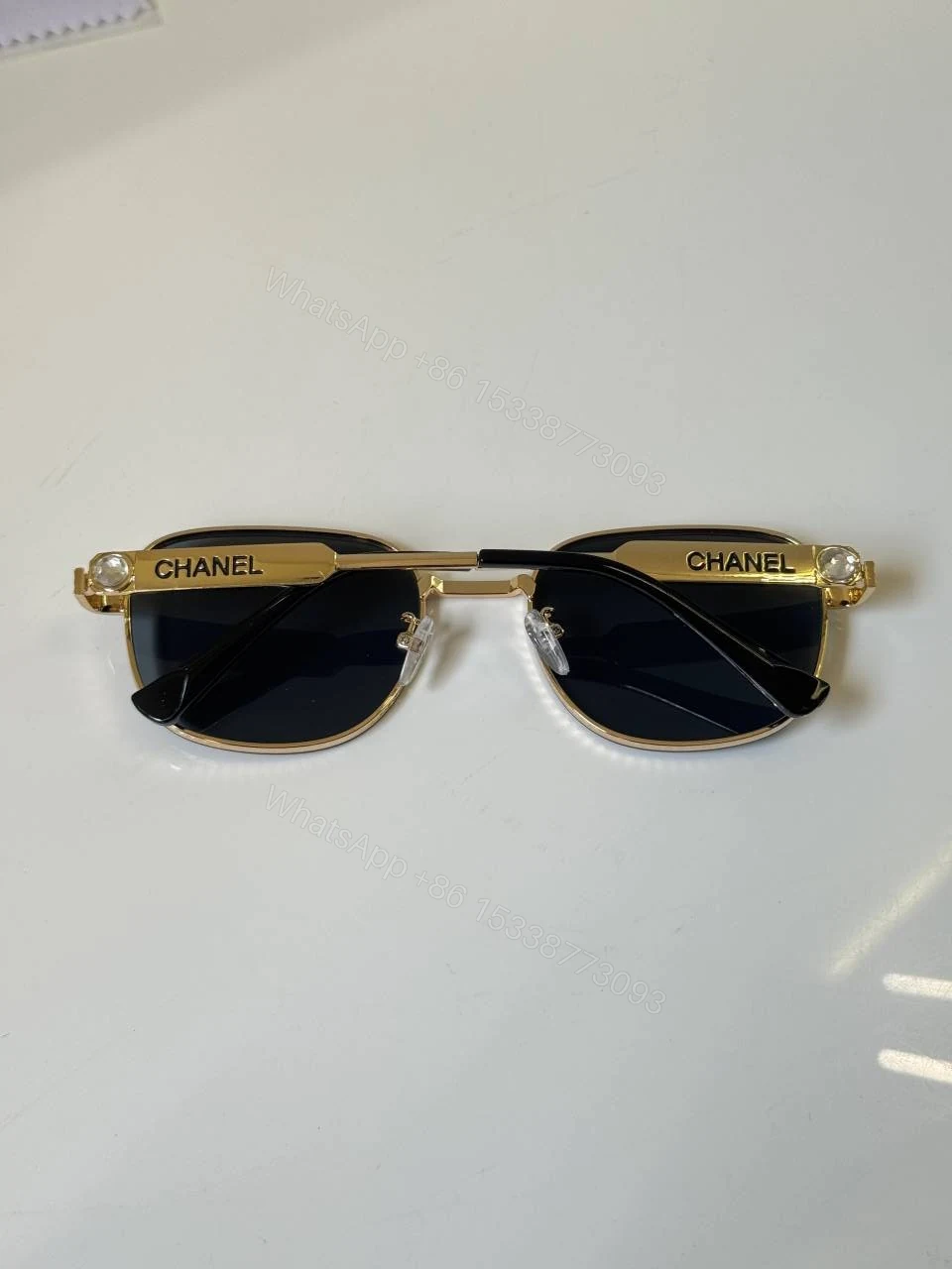 View 3 of First Copy Chanel Round Black Sunglasses Metal Frame Unisex UV Protection