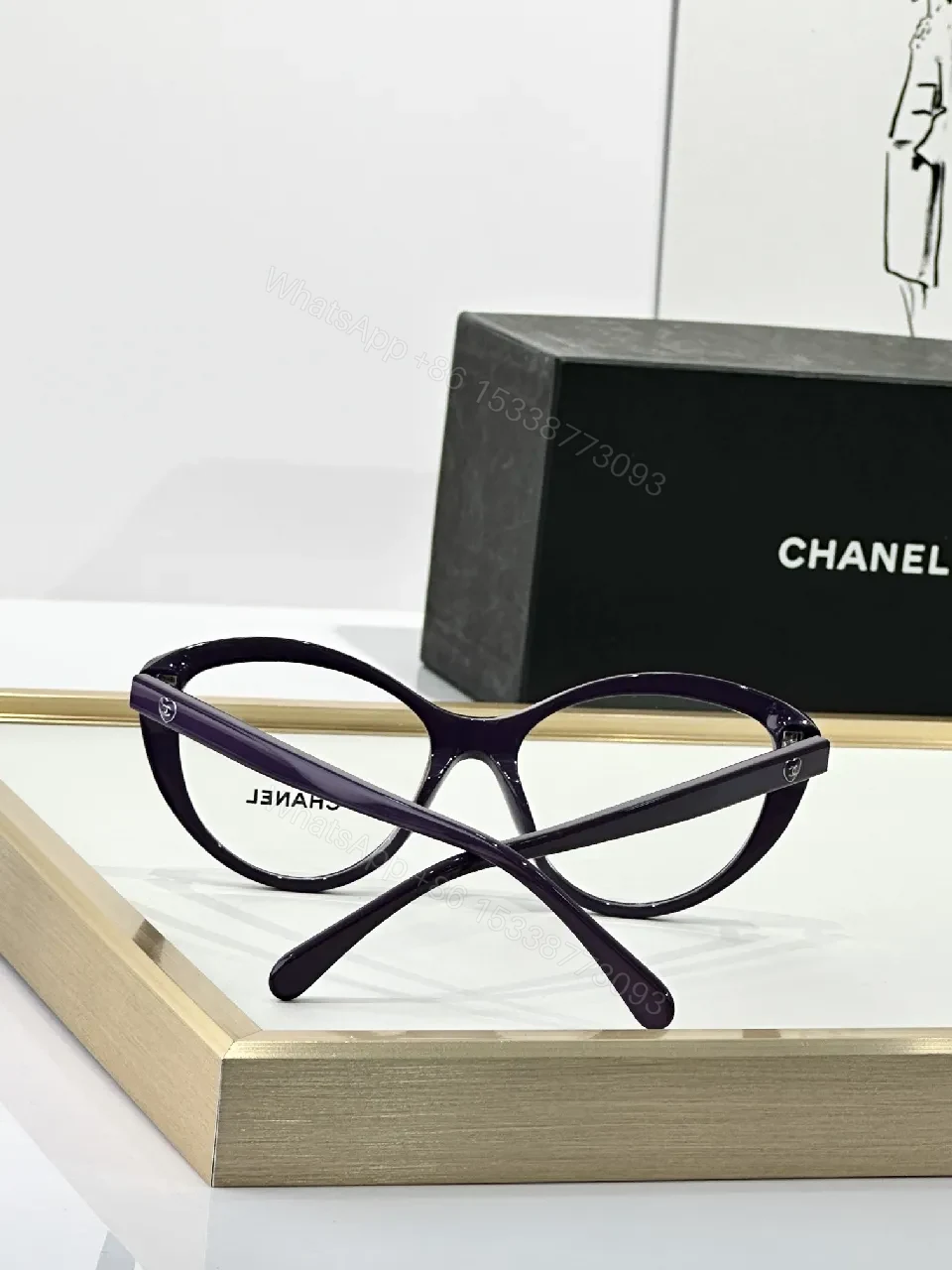 View 8 of Glossy Black Acetate Cat-Eye Frames - Quiet Luxury Comfort