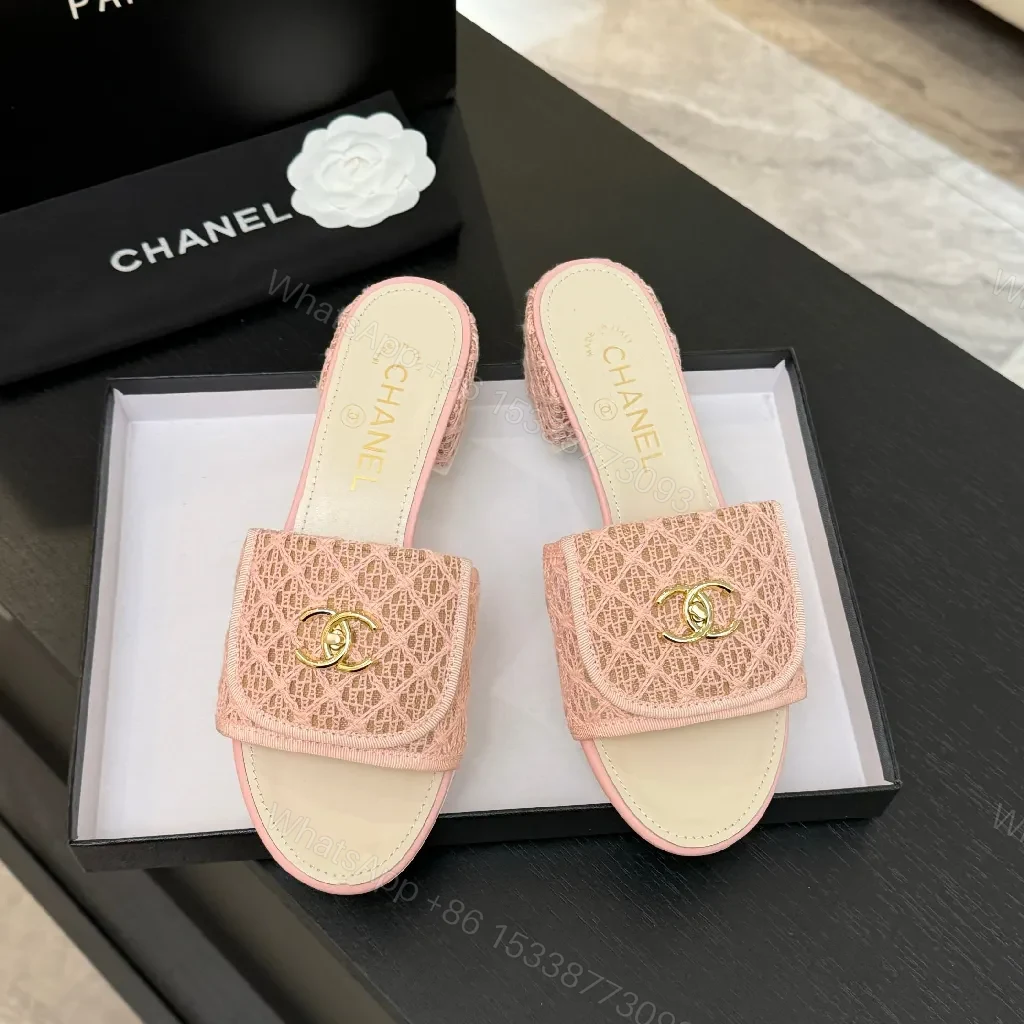View 7 of Pink Embellished Slide + Jacquard Upper + Luxury Casual + All-Day Comfort + Slide