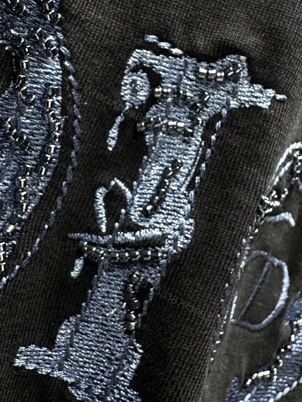 View 2 of Black Cotton Tee – Distressed Logo, Modern Streetwear Top