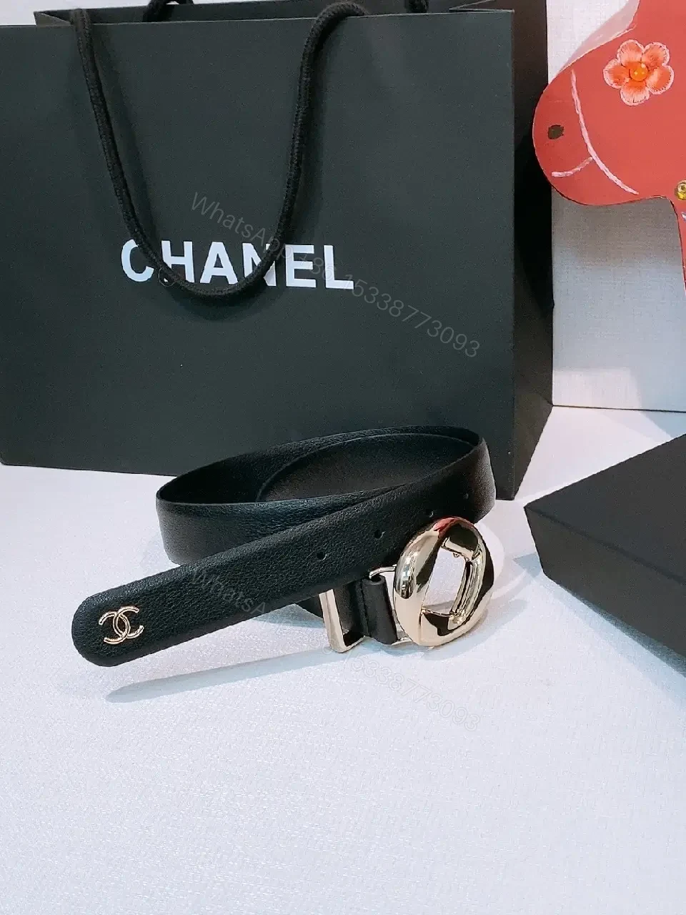 View 3 of Sleek Black Leather Belt - Minimalist Modern Luxury Accessory