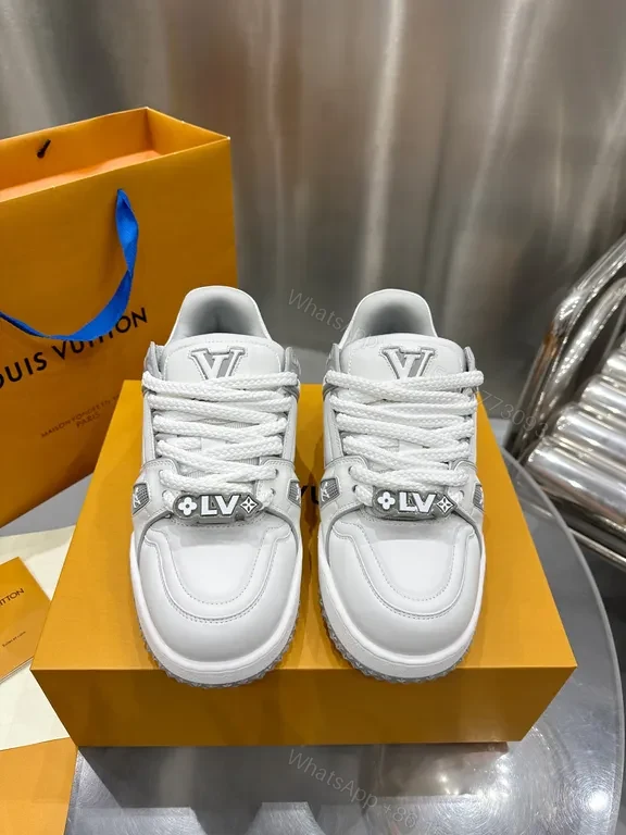 White LV-Inspired Luxury High-Top Sneaker with Texture and Comfort — view 1