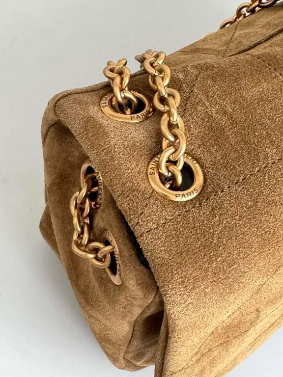 View 5 of Soft Suede Quilted Shoulder Bag Gold Chain â€” Everyday Luxe Bag