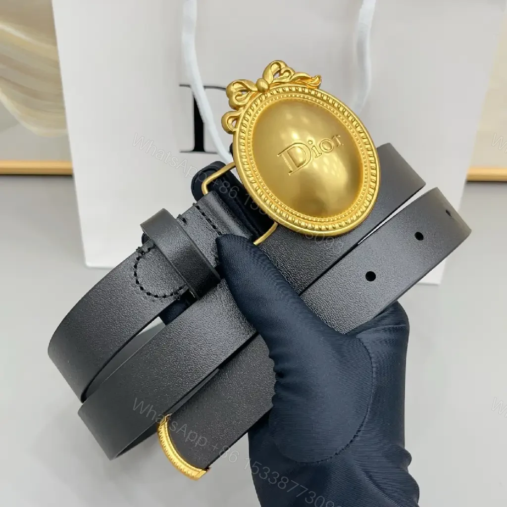 View 6 of Black Belt Vintage-Style with Ornate Gold Oval Buckle (Dior)
