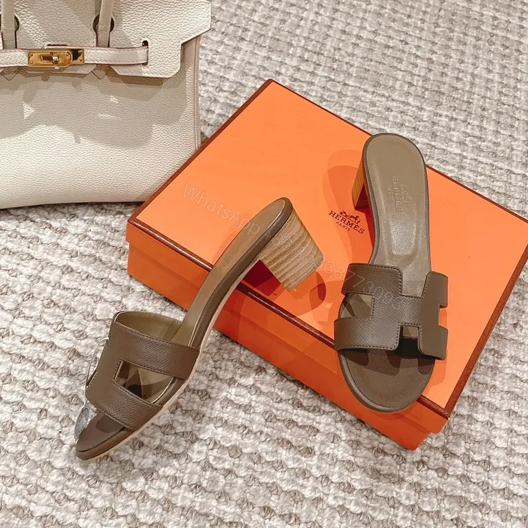 View 7 of Brown Leather Hermes-Style H-Strap Sandals - All-Day Comfort