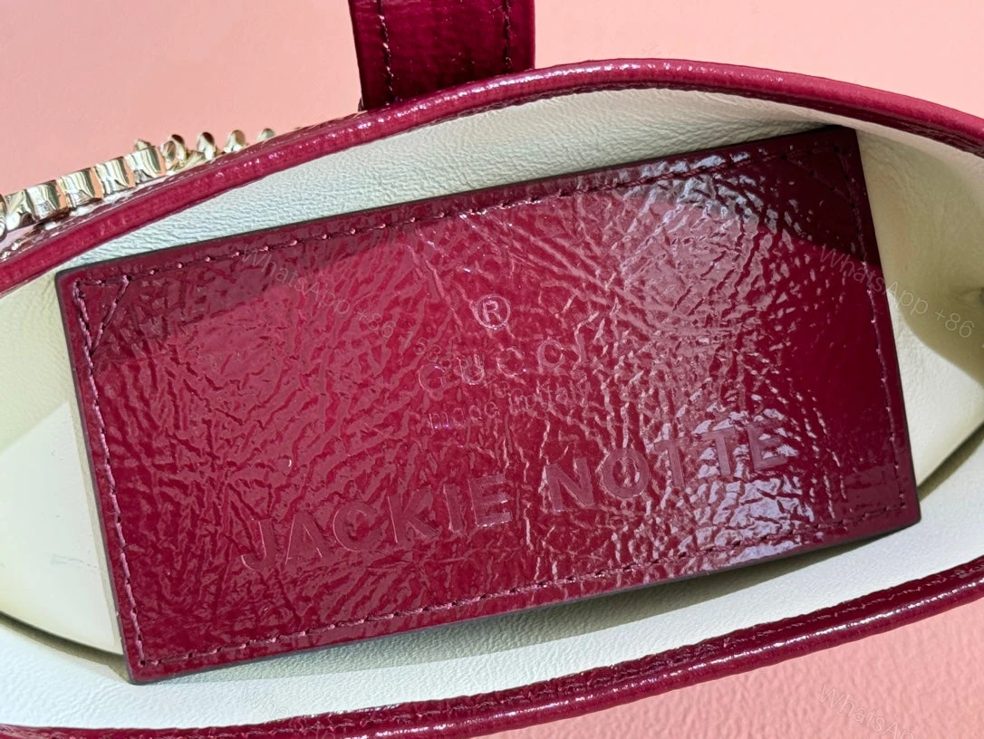 View 7 of JACKIE NOTTE MINI BAG 19 IN RED WINE CRACKED LACQUER CALFSKIN GOLD HARDWARE
