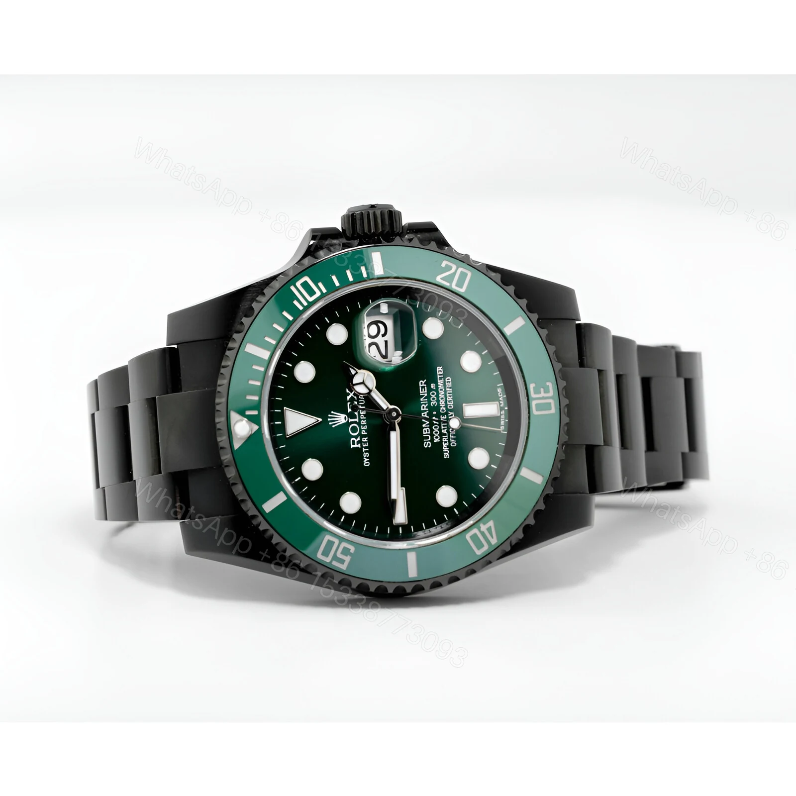 View 2 of Rolex Submariner Blaken 116611N Green Dial Replica