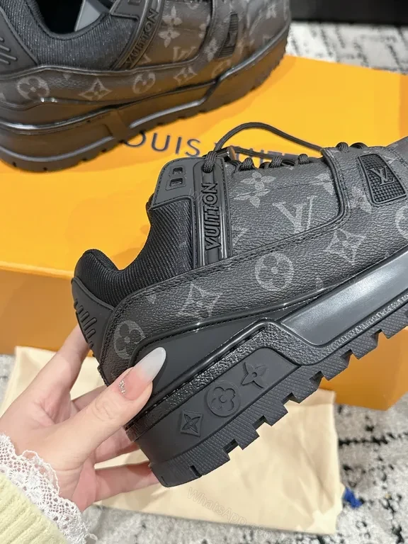 View 4 of Monochrome LV-Style High-Tops with Subtle Patterned Monogram Sneakers