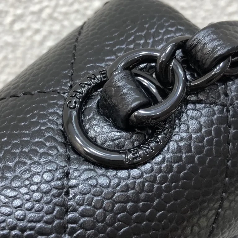 View 3 of Black Quilted Faux-Leather Chain-Shoulder Bag â€” Classic CC-Logo, Compact Elegance