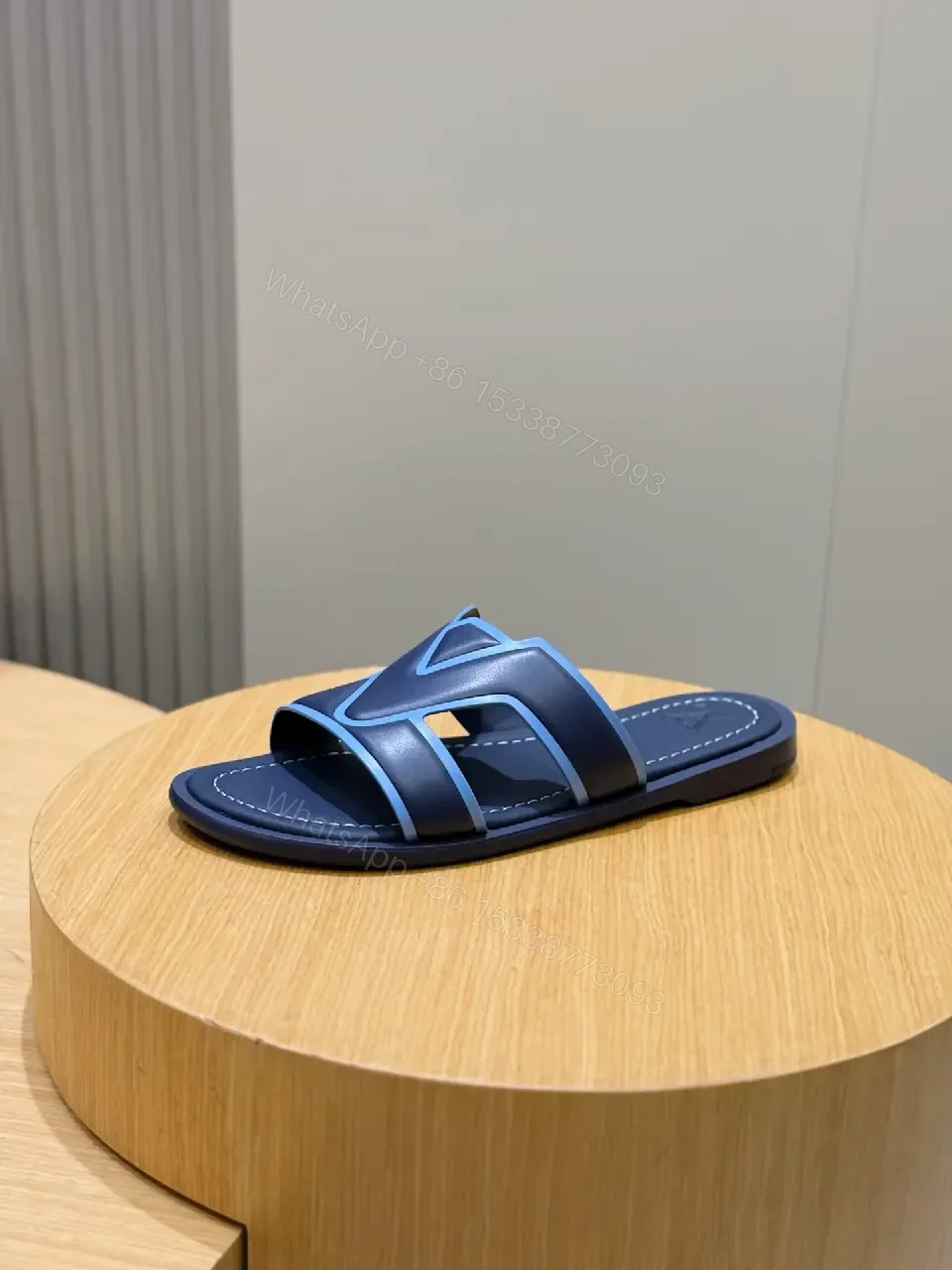View 2 of Blue Textured Slip-Ons: Subtle Luxury Everyday Comfort