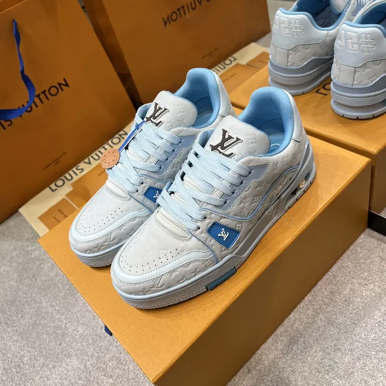 View 2 of Light-Blue LV-Infused Low-Top Sneakers: Couture-Elevated Comfort