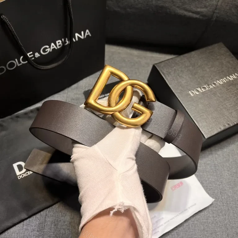View 9 of Dolce & Gabbana Leather Belt: Gold-DG Buckle Luxury Belt