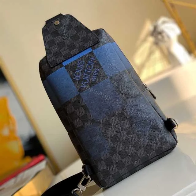 View 6 of LOUIS VUITTON AVENUE SLING BAG BLUE DAMIER GRAPHITE GIANT CANVAS N40404