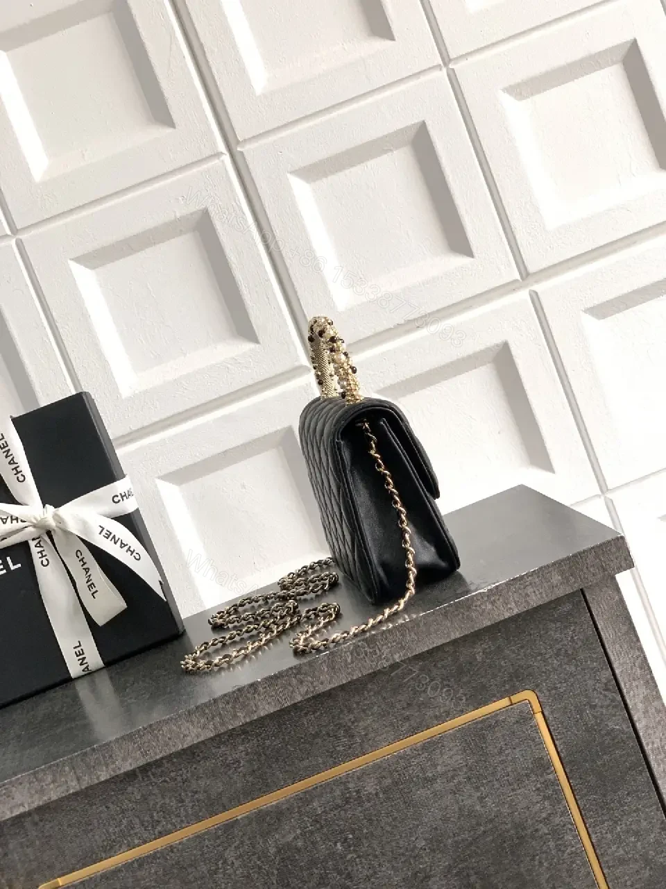 View 2 of Quilted Mini Bag: Gold-Tone Hardware, Elegant Chic Signature