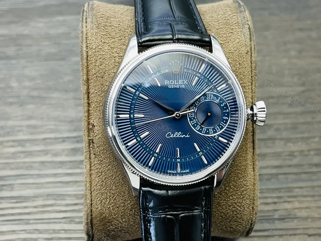 Rolex Cellini Date 50519 39mm White Gold Blue Dial Black Alligator Strap Watch 50519-0013 — view 1