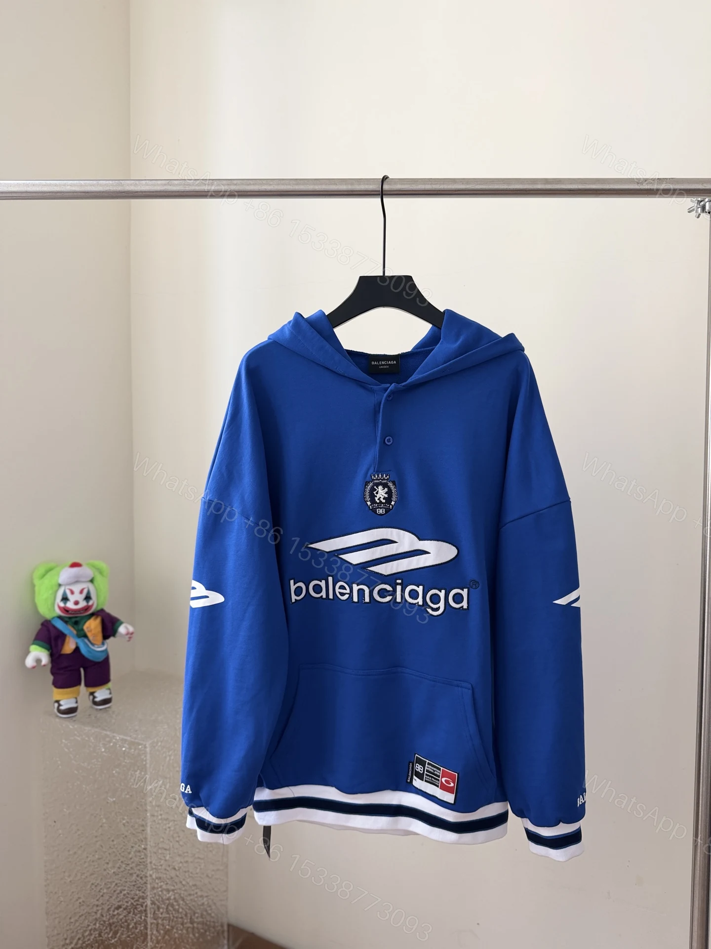 Balenciaga一比一男士藍色運動風連帽衛衣潮流復古設計 — view 1