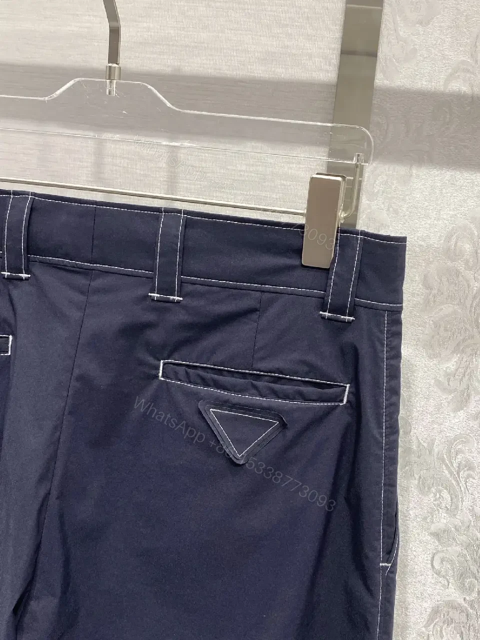 View 11 of Navy Linen+Stretch Ankle-Taper Pants with Elastic Cuffs