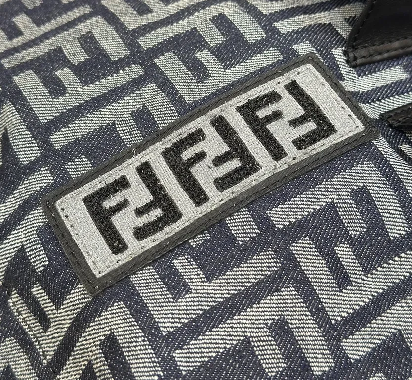 View 9 of Structured Luxury Backpack: Fendi Roma Iconography, Navy/Steel Gray