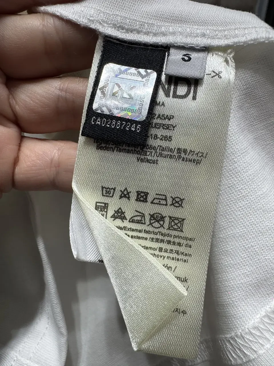 View 6 of Clean White Crewneck Tee – Subtle Fendi Logo Accent