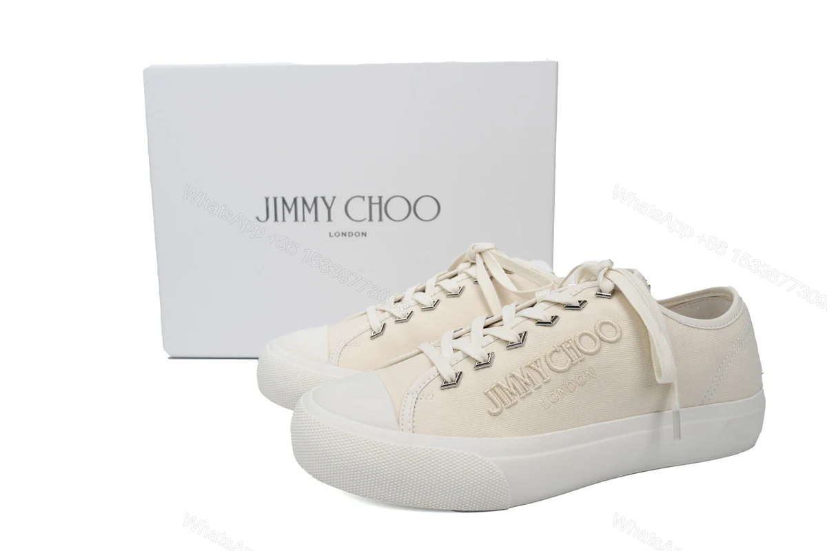 Jimmy Choo Palma Maxi White Canvas Platform Trainers PALMAMAXIFCYE — view 2