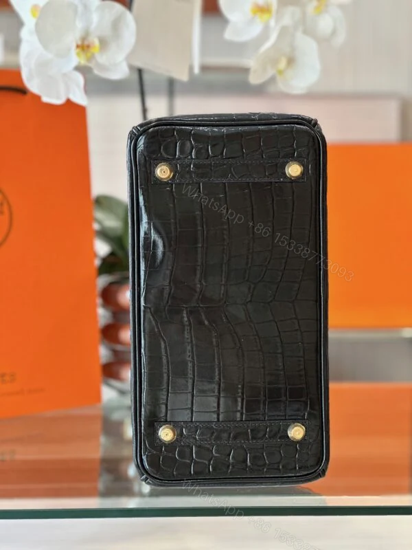 View 7 of Hermes Birkin 30 Black/Pink Genuine Crocodile Leather – Custom Made