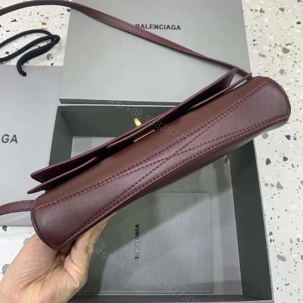 View 4 of Burgundy Calfskin Crossbody: Luxe, Structured, Compact