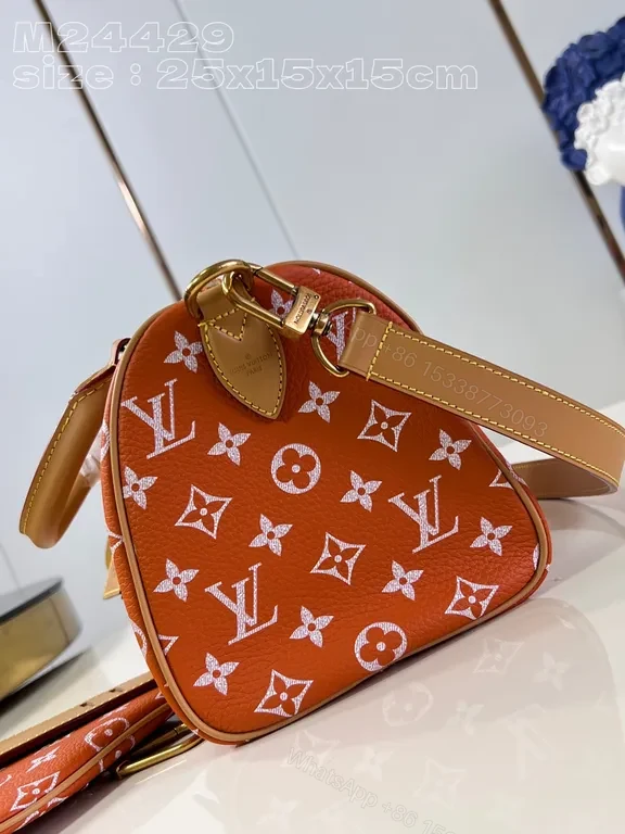 View 7 of Burnt-Orange LV Monogram Canvas Structured Tote Bag