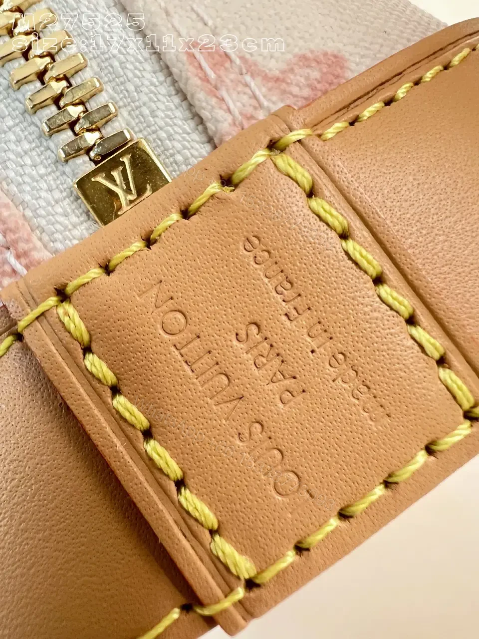 View 5 of Soft Pink Monogram Satchel with Tan Leather Trims