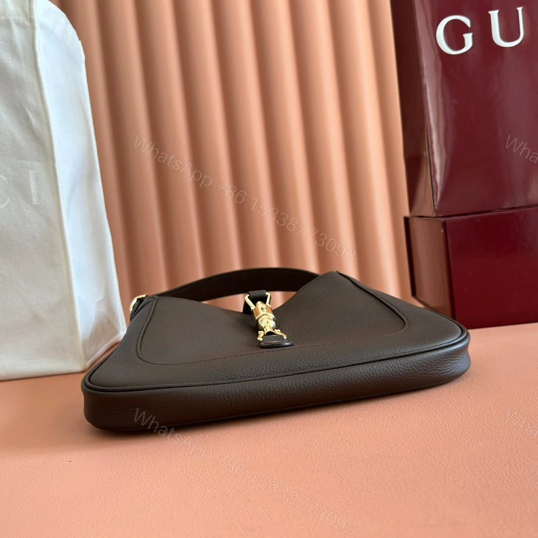 View 5 of GUCCI 25S JACKIE 1961 SMALL BAG 28 CM IN DARK BROWN LEATHER WITH GOLD HARDWARE