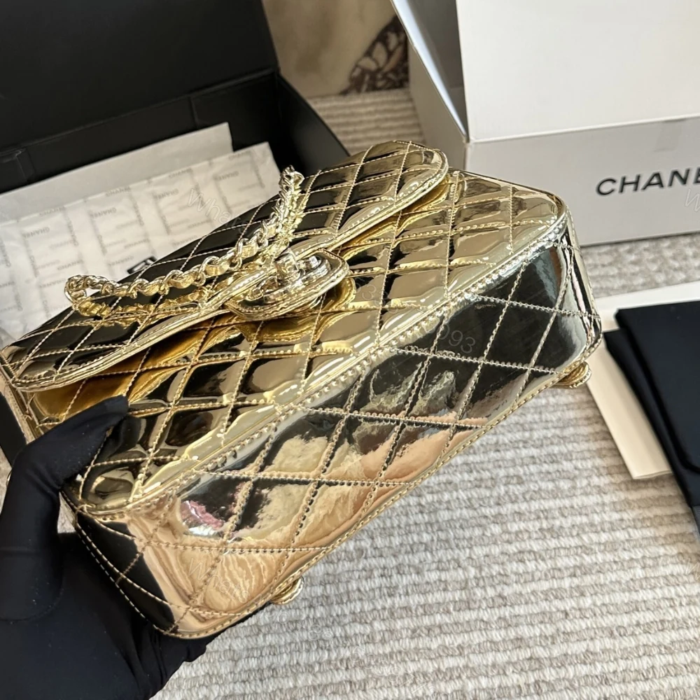 View 3 of Chanel Backpack And Star Coin Purse Metallic Mirror Gold 23Cm