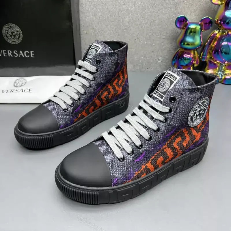 View 7 of VERSACE SNAKESKIN EMBOSSED LEATHER HIGH TOP SNEAKERS – VS65