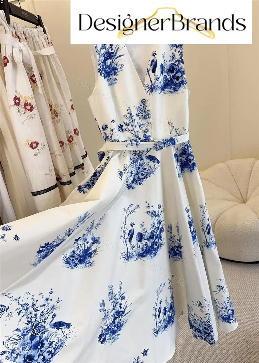 View 3 of Dior Toile de Jouy Floral Garden Mid-Length Belted Dress