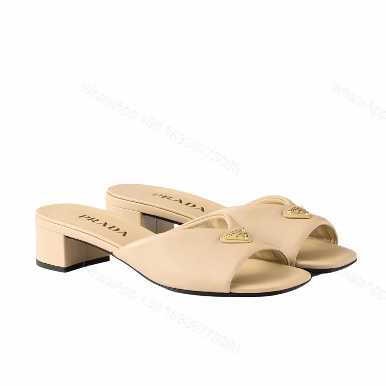 PRADA PADDED NAPPA LEATHER SANDALS BEIGE 1XX711 2DL8 F0036 F A035 — view 1