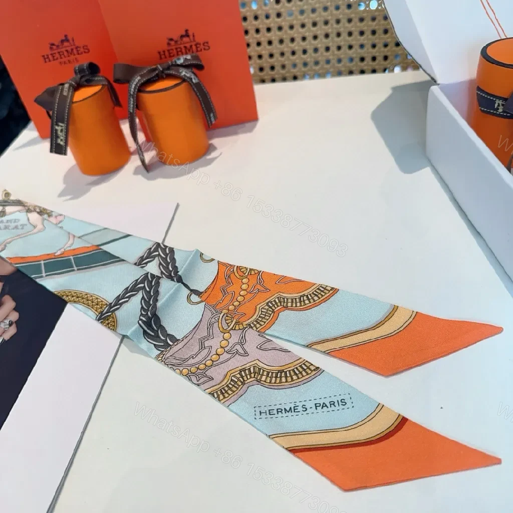 View 2 of Colorful Silk Scarf & Round Accessory Set: Luxe Patterned Trio