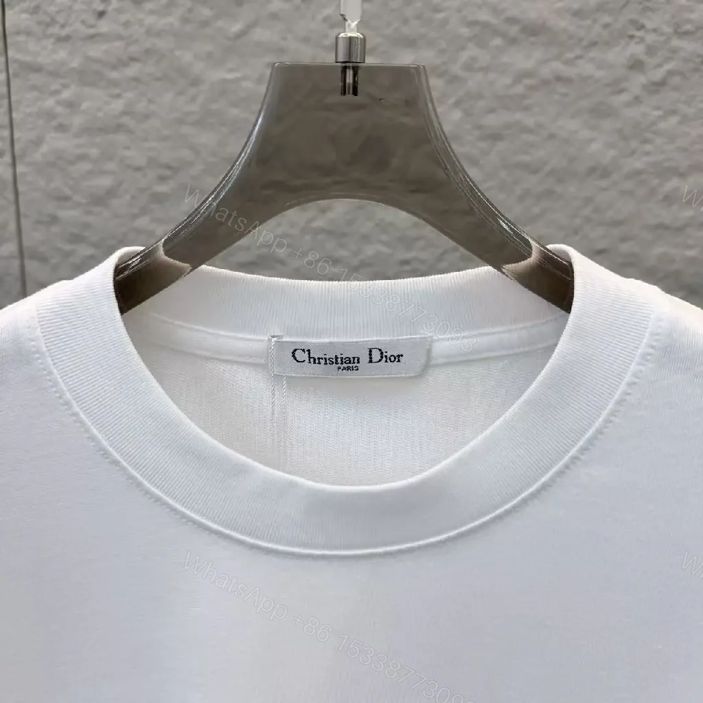 View 6 of White Cotton Tee + Graphic Logo + Dior-Inspired + Elevated Casual + T-Shirt