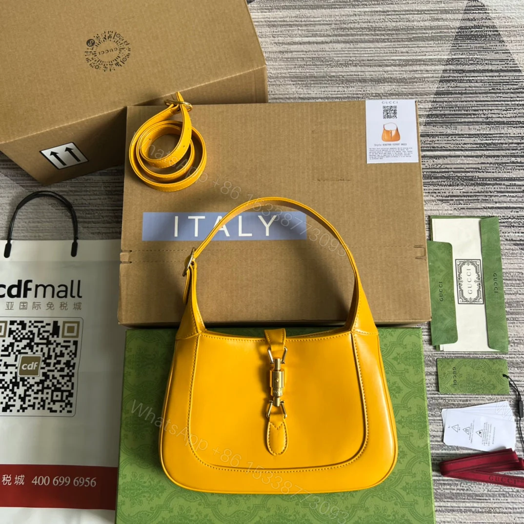 GG JACKIE SMALL 28 SHOULDER BAG IN YELLOW CALFSKIN — view 1