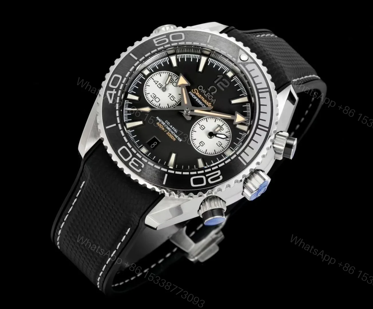 View 3 of Omega Seamaster Planet Ocean 600M Chronograph 45.5mm Beige Dial Burgundy Ceramic Bezel Rubber Strap Automatic OMG-PO600-CHRONO-21532465109001-RUBBER