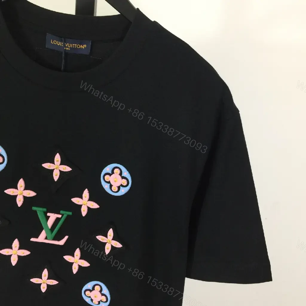 View 8 of Black Cotton Oversized Tee LV Monogram Floral T-Shirt