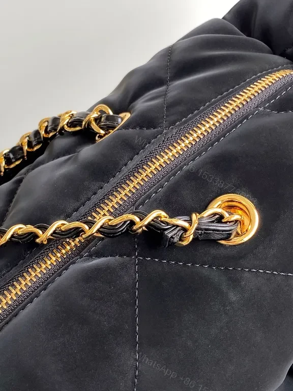 View 2 of Chic Quilted Black Bag with Gold Chain Detail - Compact Luxury