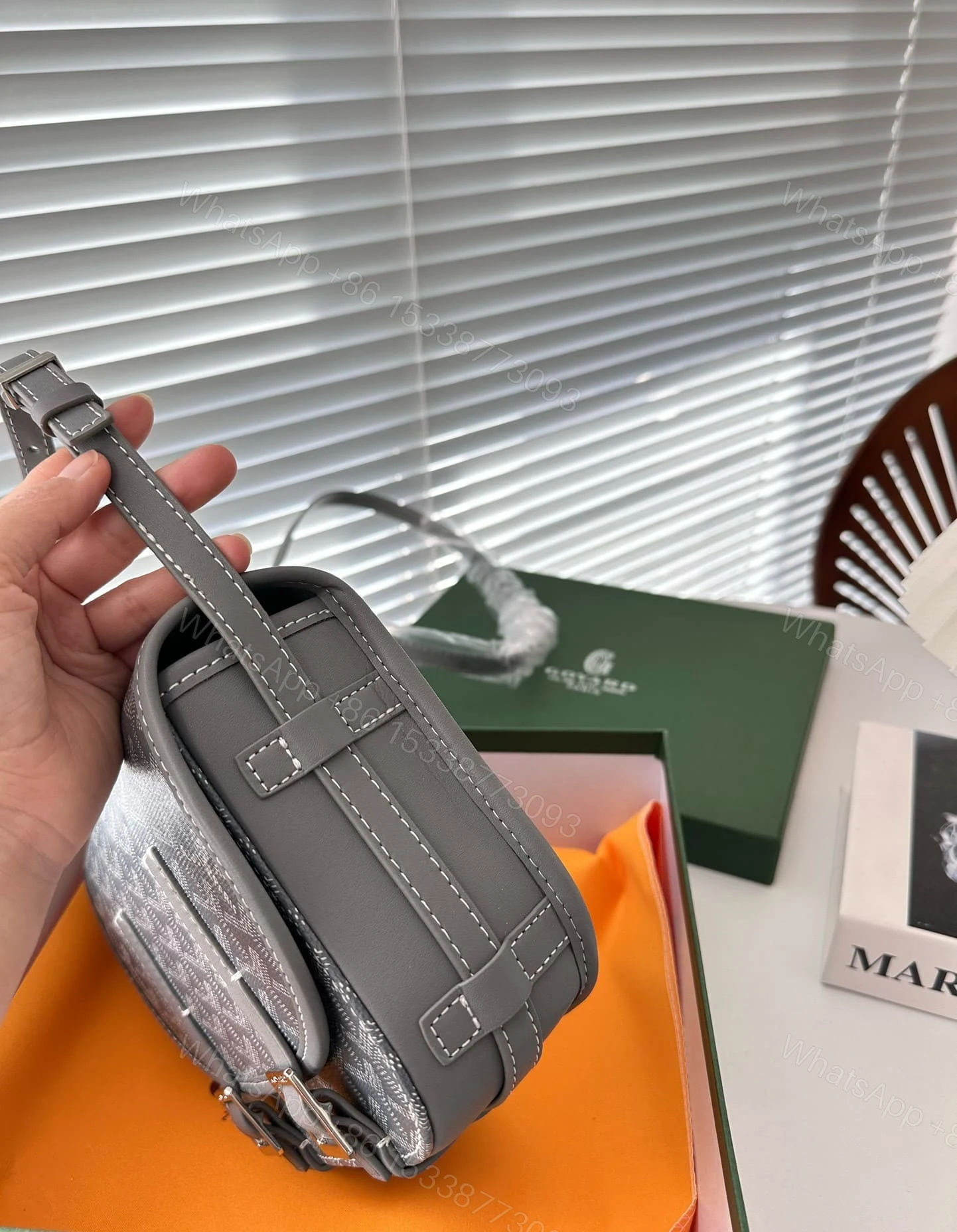 View 7 of GOYARD GOYARDINE BELVEDERE PM MESSENGER BAG GREY 21CM