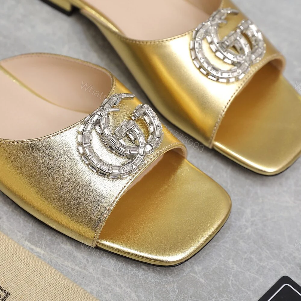 View 5 of Gucci GG Crystal Slippers Gold