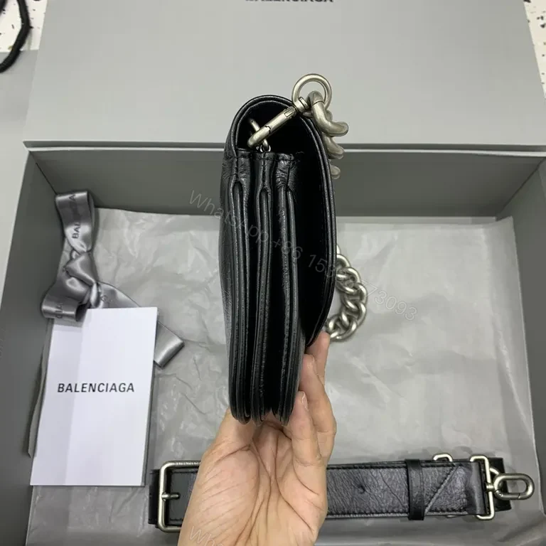 View 5 of Polished Leather Chain-Handle Flap Bag: Modern Luxury