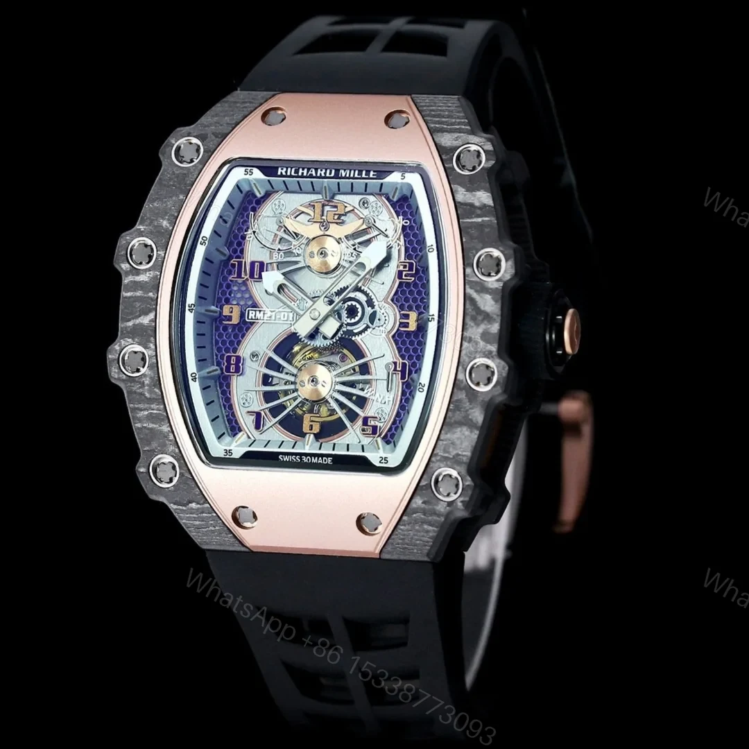 View 2 of Richard Mille RM21-01 Automatic Skeleton Watch 40MM Black Carbon Fiber Case Aerospace Design Premium Edition RM-RM21-01-BLK-CARBON-SKL-40